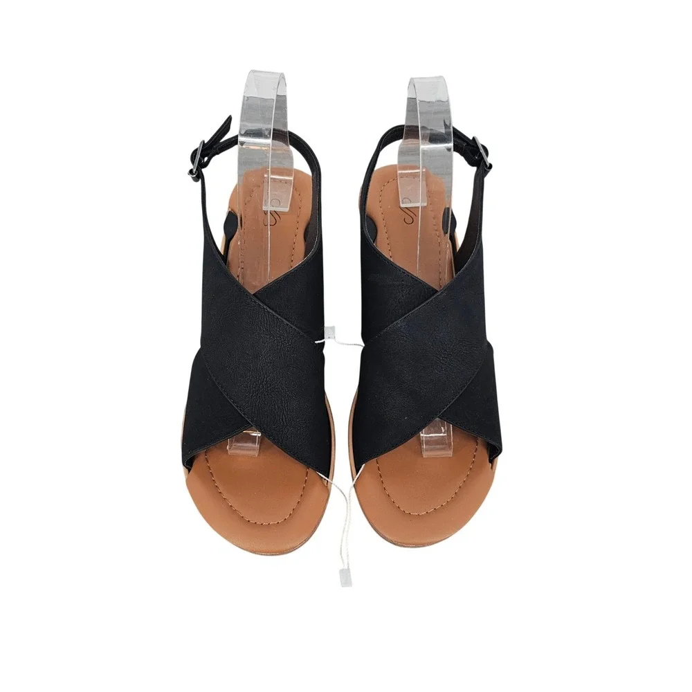 SolelyJane Black Interchangeable Wedge Sandals Womens Size 9 Slingback Modular